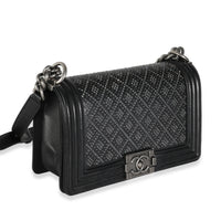 Black Studded Lambskin Medium Boy Bag