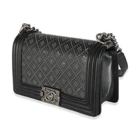 Black Studded Lambskin Medium Boy Bag