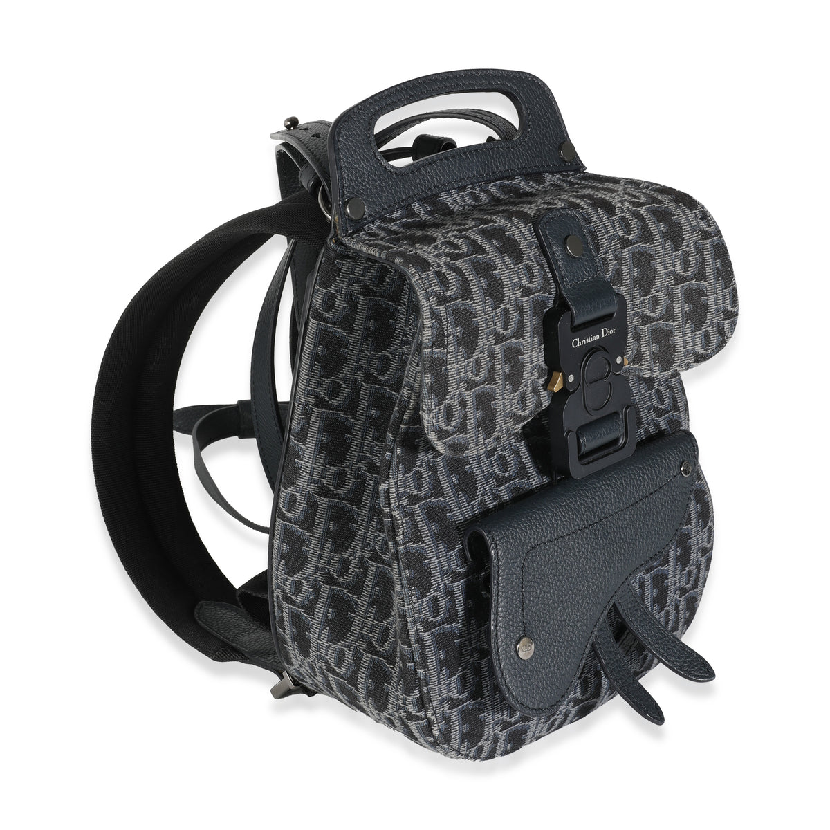 Dior Homme Navy Blue Oblique Calfskin Mini Saddle Backpack