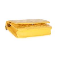 23A Yellow Quilted Patent Classic Wallet On Chain