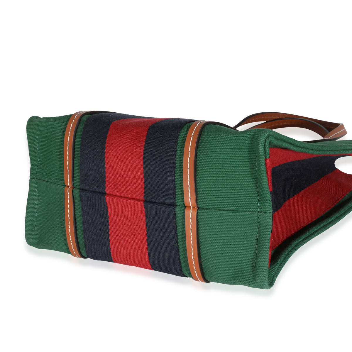 Brown Calfskin Green Red Canvas Web Small Interlocking G Tote