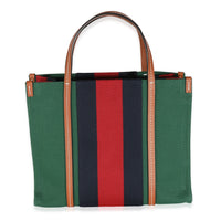 Brown Calfskin Green Red Canvas Web Small Interlocking G Tote
