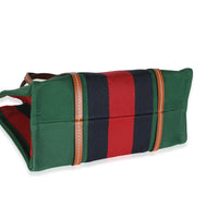 Brown Calfskin Green Red Canvas Web Small Interlocking G Tote