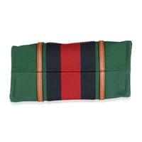 Brown Calfskin Green Red Canvas Web Small Interlocking G Tote