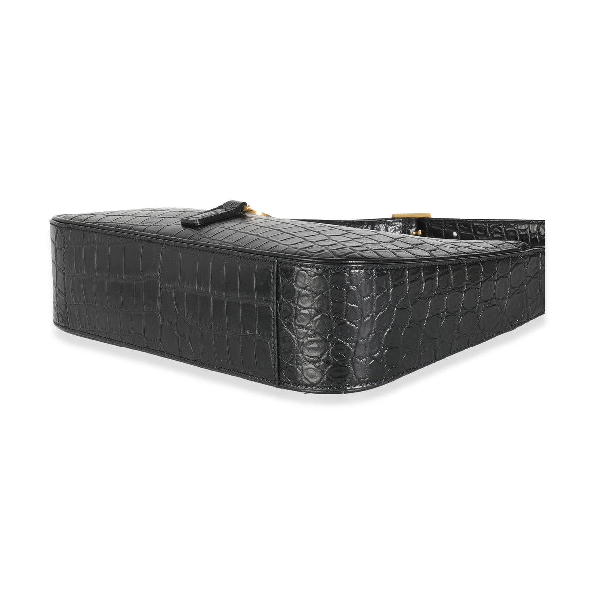 Black Crocodile Embossed Le 5 à 7 Hobo