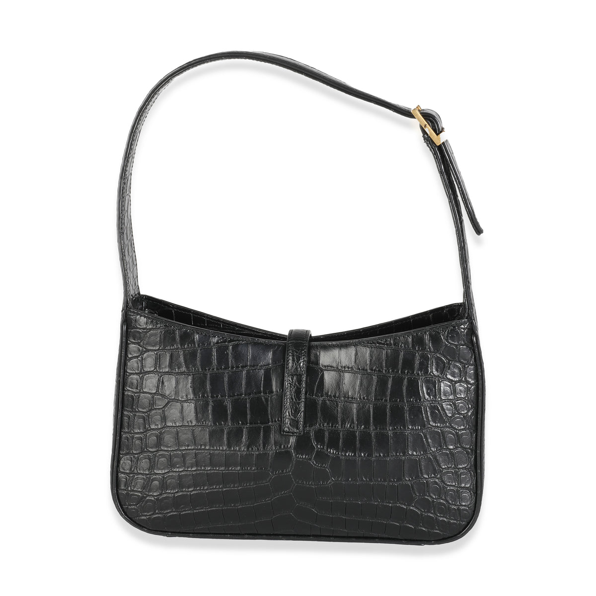 Black Crocodile Embossed Le 5 à 7 Hobo