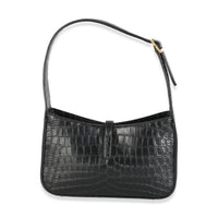 Black Crocodile Embossed Le 5 à 7 Hobo