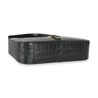 Black Crocodile Embossed Le 5 à 7 Hobo