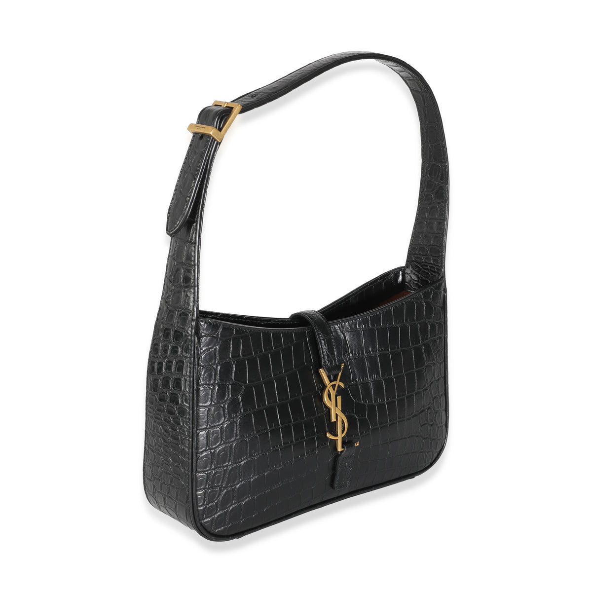 Black Crocodile Embossed Le 5 à 7 Hobo