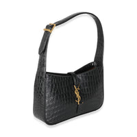 Black Crocodile Embossed Le 5 à 7 Hobo