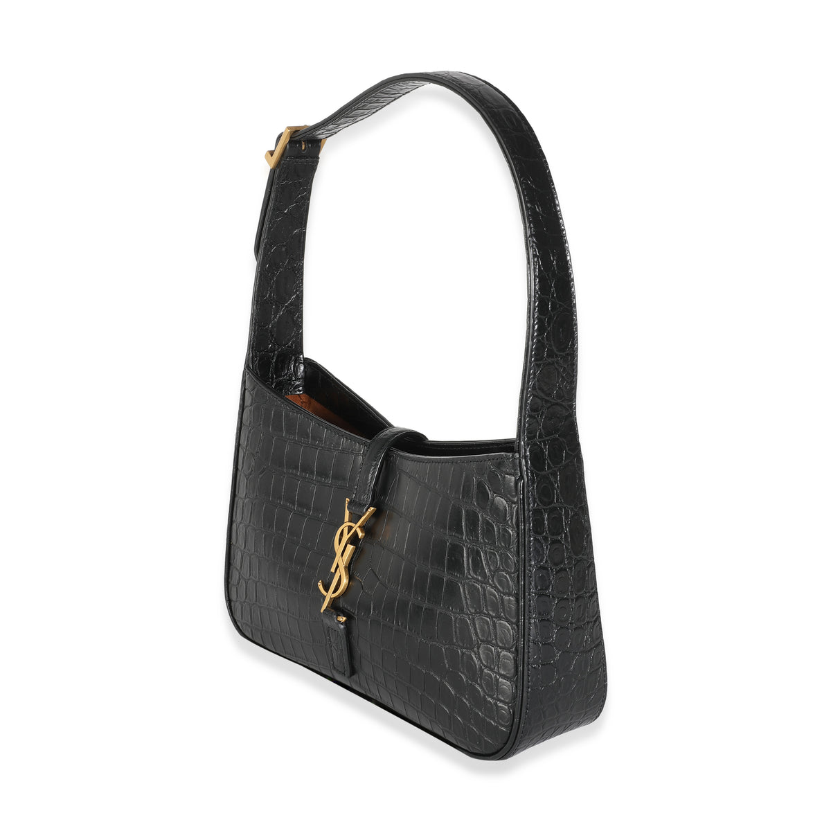 Black Crocodile Embossed Le 5 à 7 Hobo