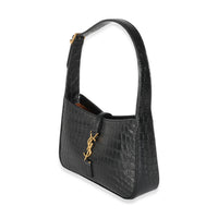 Black Crocodile Embossed Le 5 à 7 Hobo