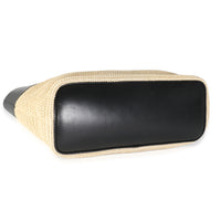 Black Leather Beige Raffia Medium Boucle Shopper Tote