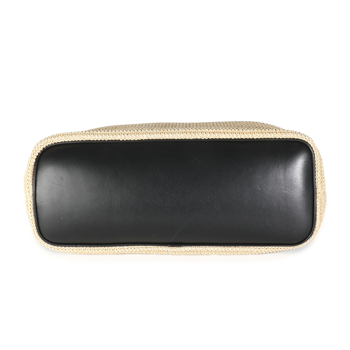 Black Leather Beige Raffia Medium Boucle Shopper Tote