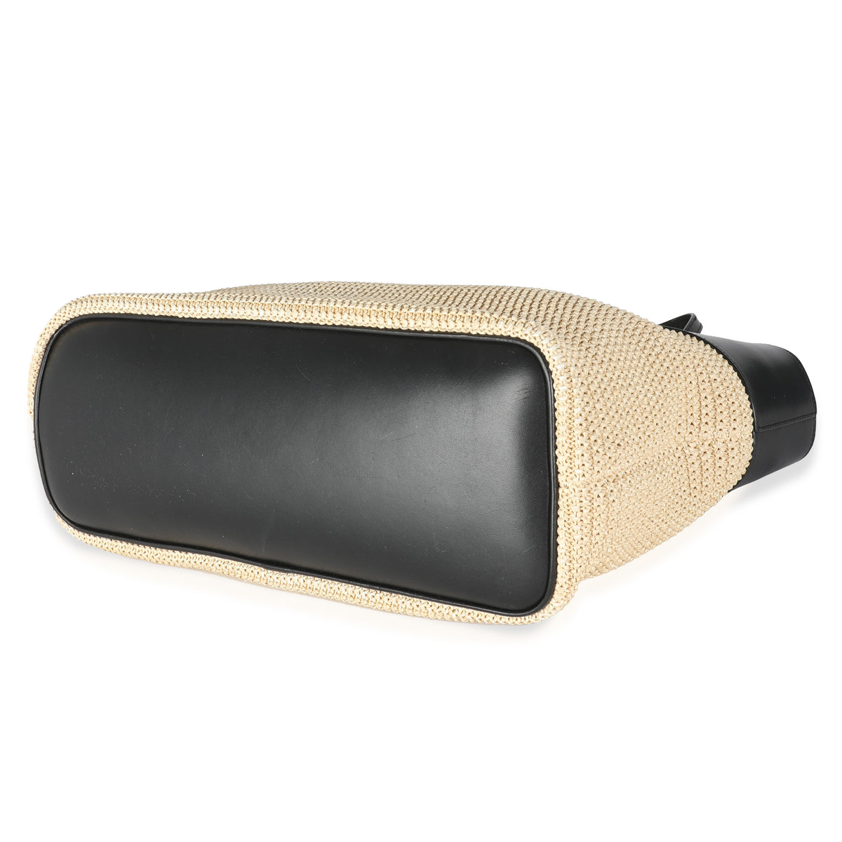 Black Leather Beige Raffia Medium Boucle Shopper Tote