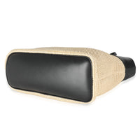 Black Leather Beige Raffia Medium Boucle Shopper Tote