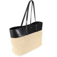 Black Leather Beige Raffia Medium Boucle Shopper Tote