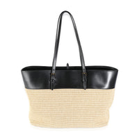 Black Leather Beige Raffia Medium Boucle Shopper Tote