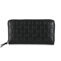 Black Guccissima Signature Zip Around Long Wallet