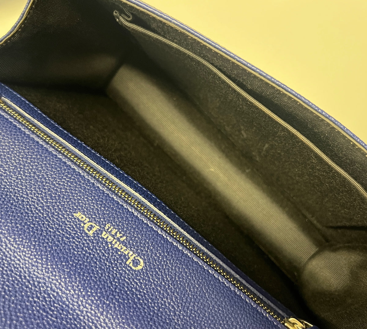 Navy Grained Calfskin Medium Diorama Flap Bag