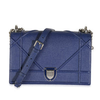 Navy Grained Calfskin Medium Diorama Flap Bag