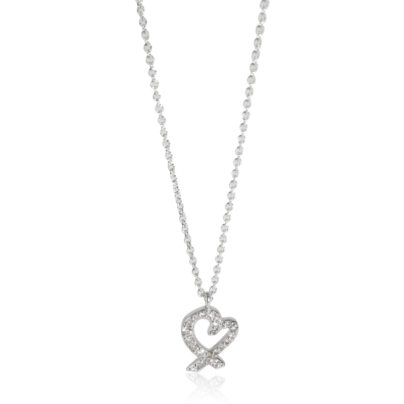 Paloma Picasso Loving Heart Mini Pendant in 18k White Gold 0.1 CTW