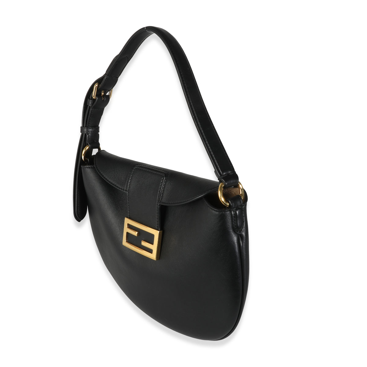 Black Calfskin Small Croissant Hobo