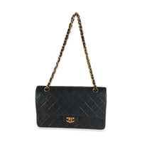 Vintage 24K Black Quilted Lambskin Medium Classic Double Flap Bag