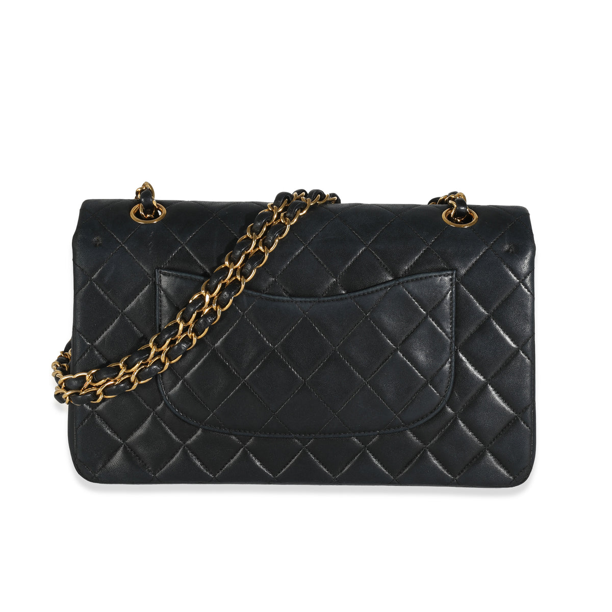 Vintage 24K Black Quilted Lambskin Medium Classic Double Flap Bag