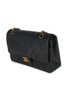 Vintage 24K Black Quilted Lambskin Medium Classic Double Flap Bag