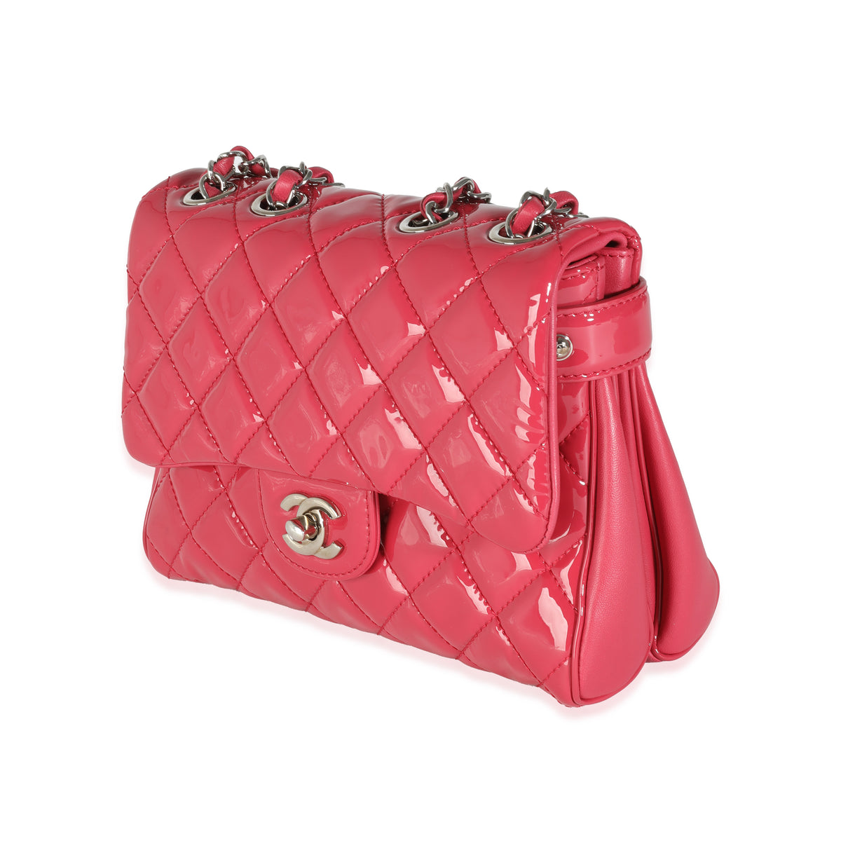 Dark Pink Quilted Patent Small Rock In Rome Single Flap Bag
