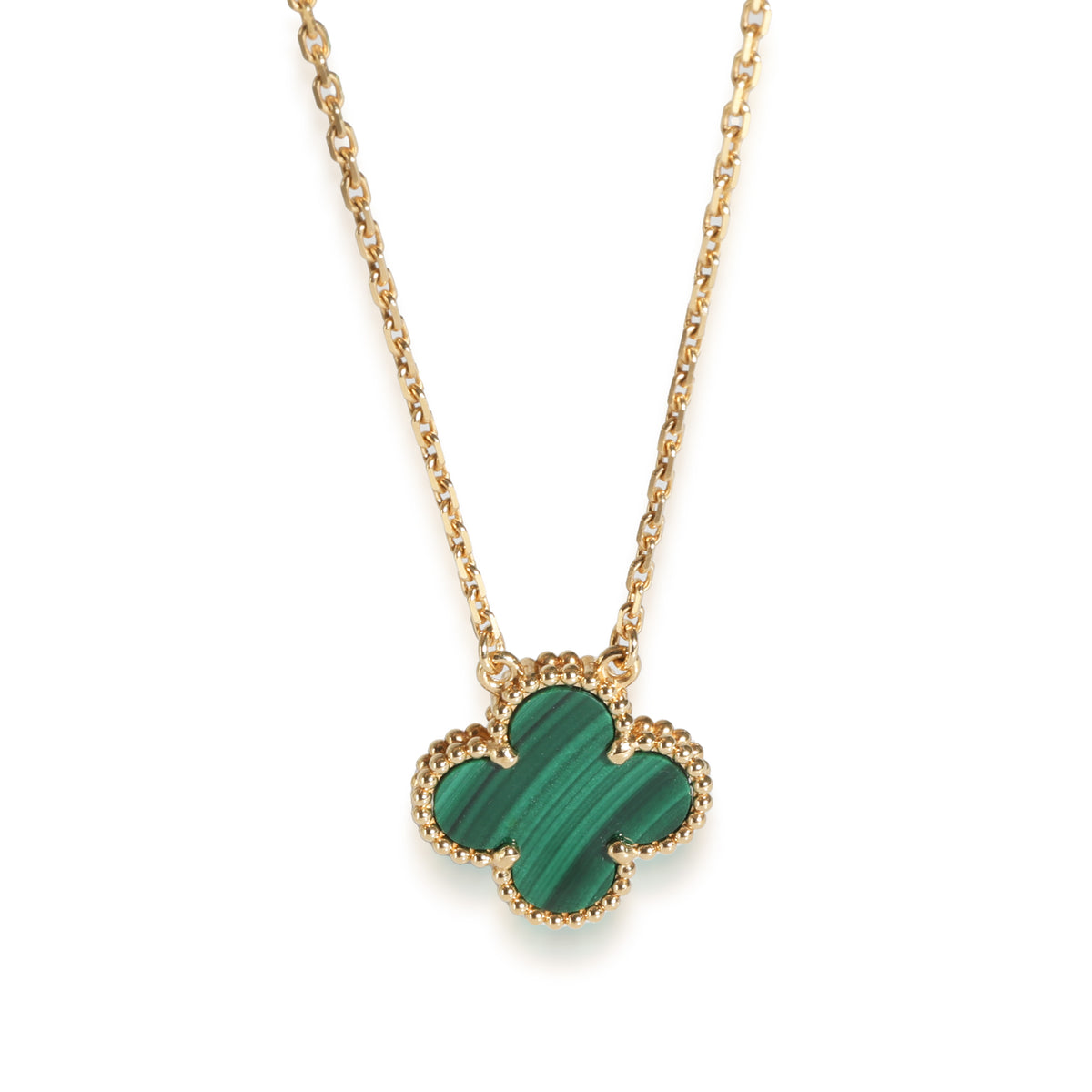 Alhambra Malachite Pendant Necklace in 18K Yellow Gold
