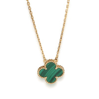 Alhambra Malachite Pendant Necklace in 18K Yellow Gold
