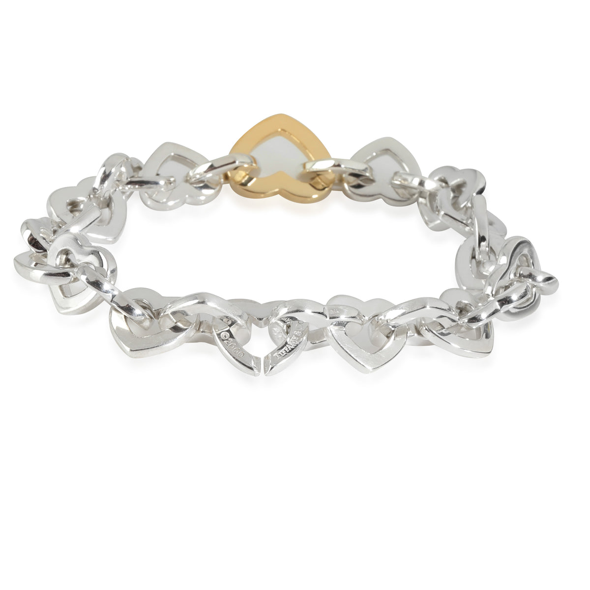 Heart Link 18K Yellow Gold & Sterling Silver Bracelet