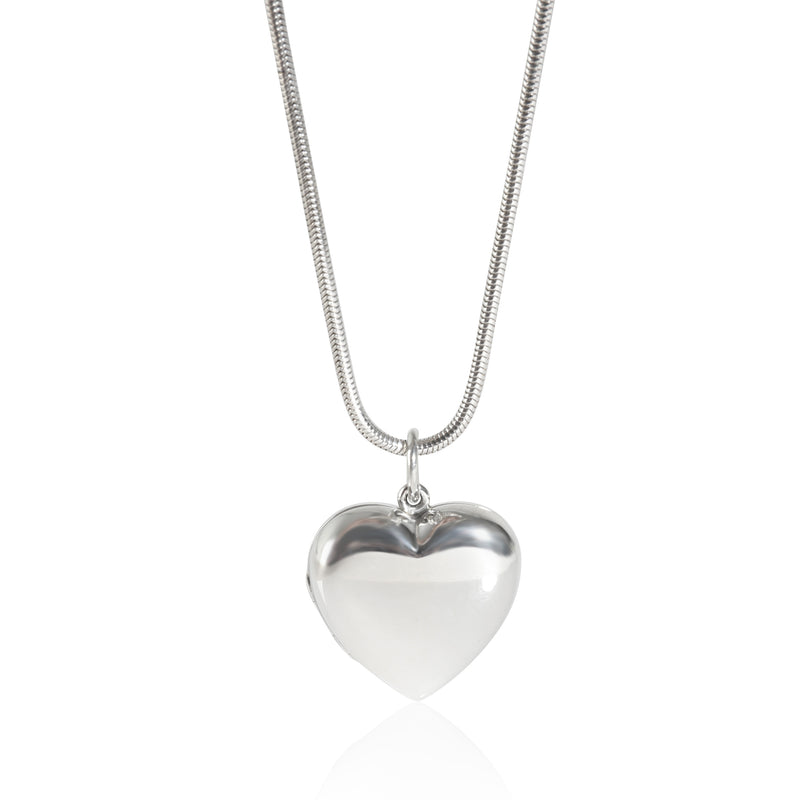 Heart Locket On Snake Chain in Sterling Silver