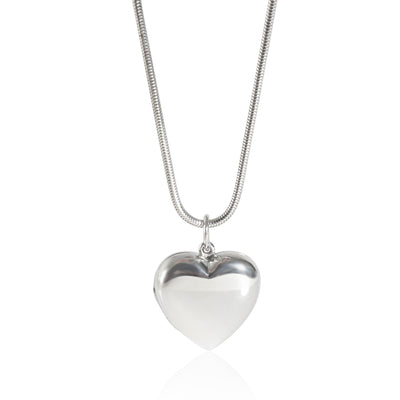 Heart Locket On Snake Chain in Sterling Silver