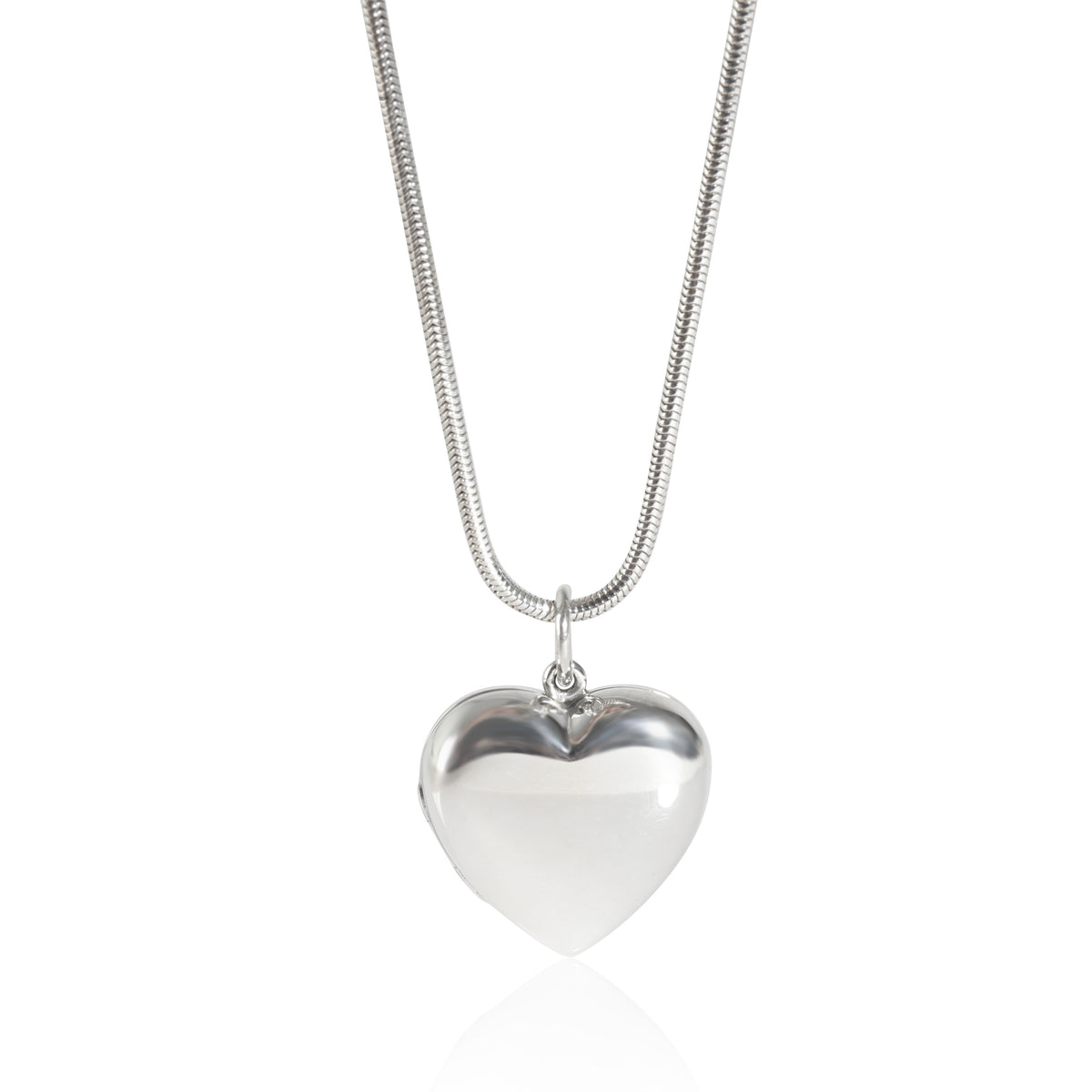 Heart Locket On Snake Chain in Sterling Silver