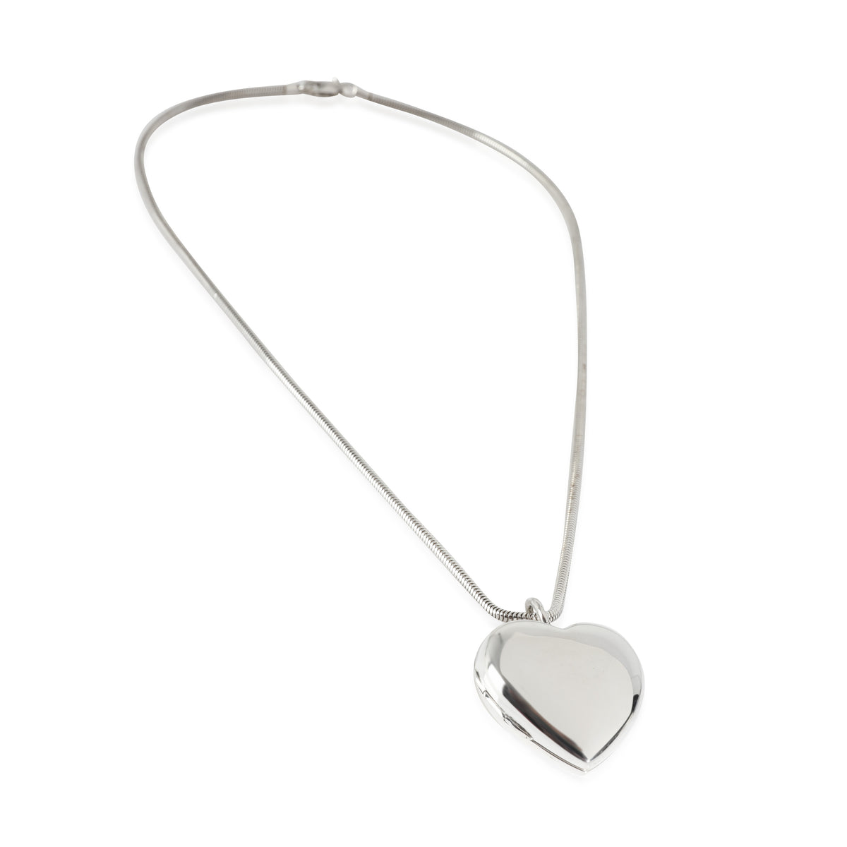 Heart Locket On Snake Chain in Sterling Silver