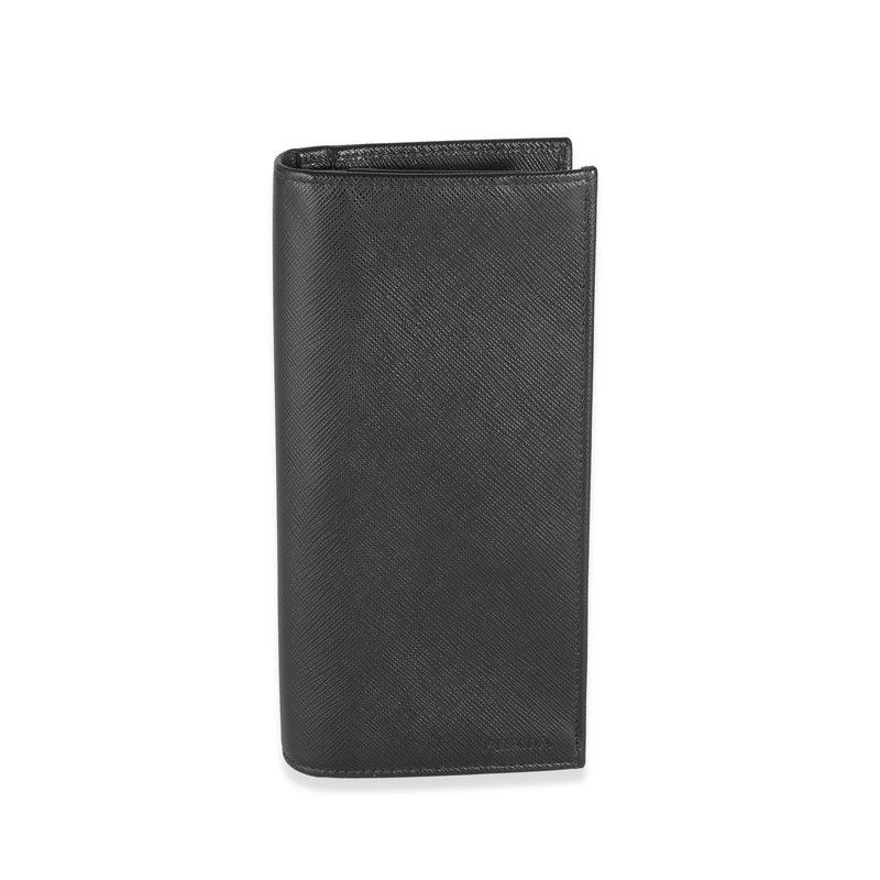 Black Saffiano Long Flap Wallet