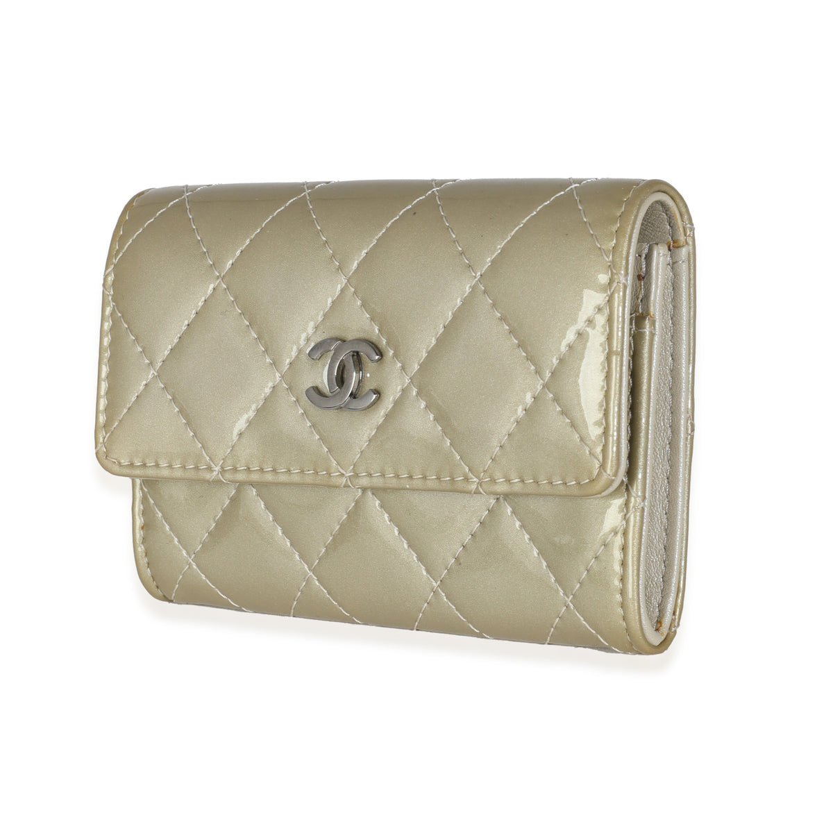 13C Grey Quilted Patent Classic Card Case