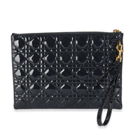 Navy Patent Cannage Caro Pouch