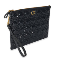 Navy Patent Cannage Caro Pouch