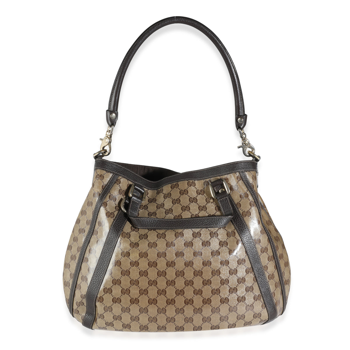 Beige Crystal GG Coated Canvas Abbey Convertible Tote