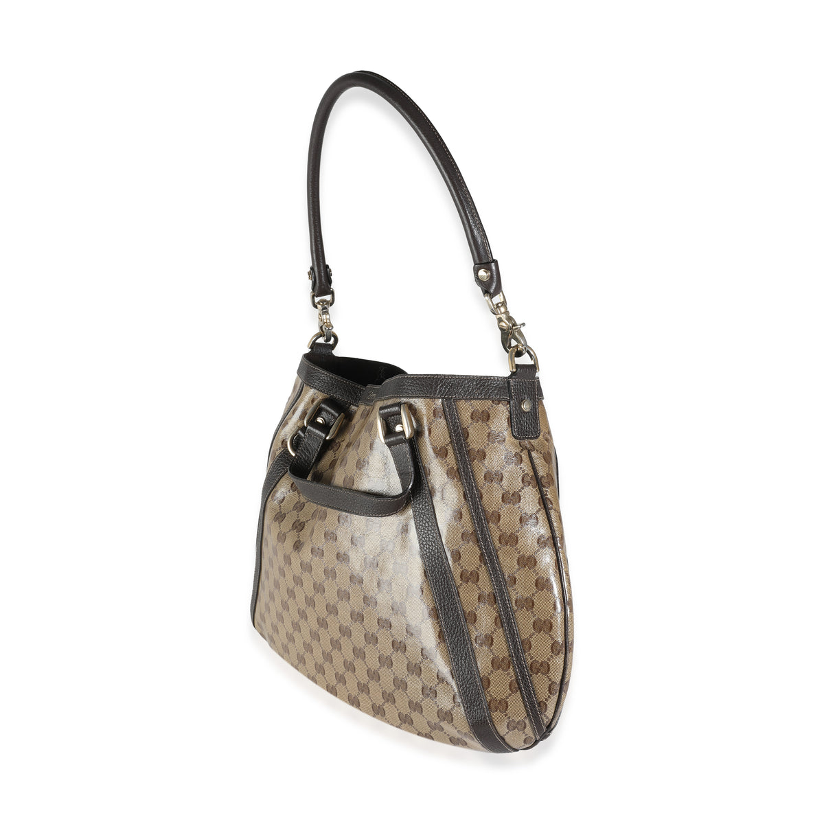 Beige Crystal GG Coated Canvas Abbey Convertible Tote