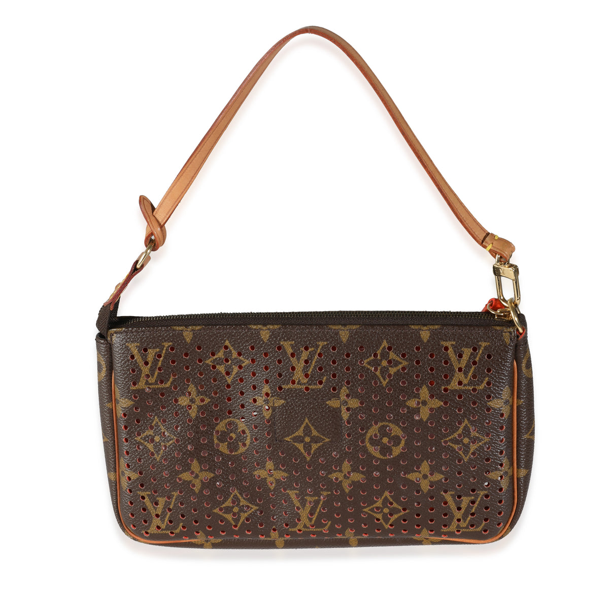 Orange Perforated Monogram Canvas Pochette Accessoires