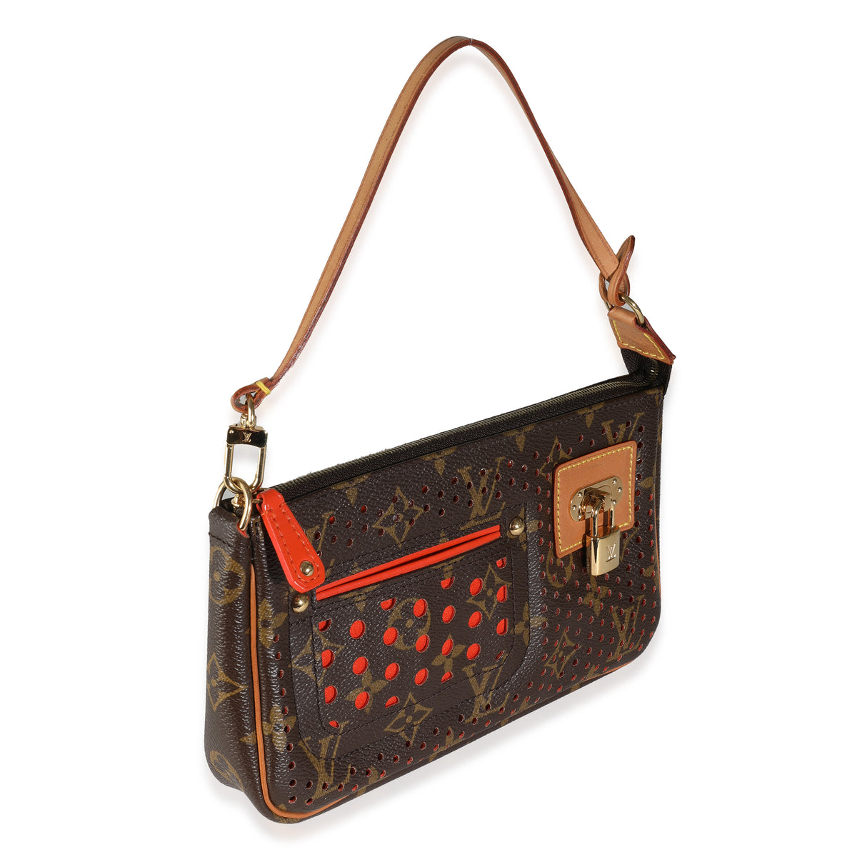Orange Perforated Monogram Canvas Pochette Accessoires