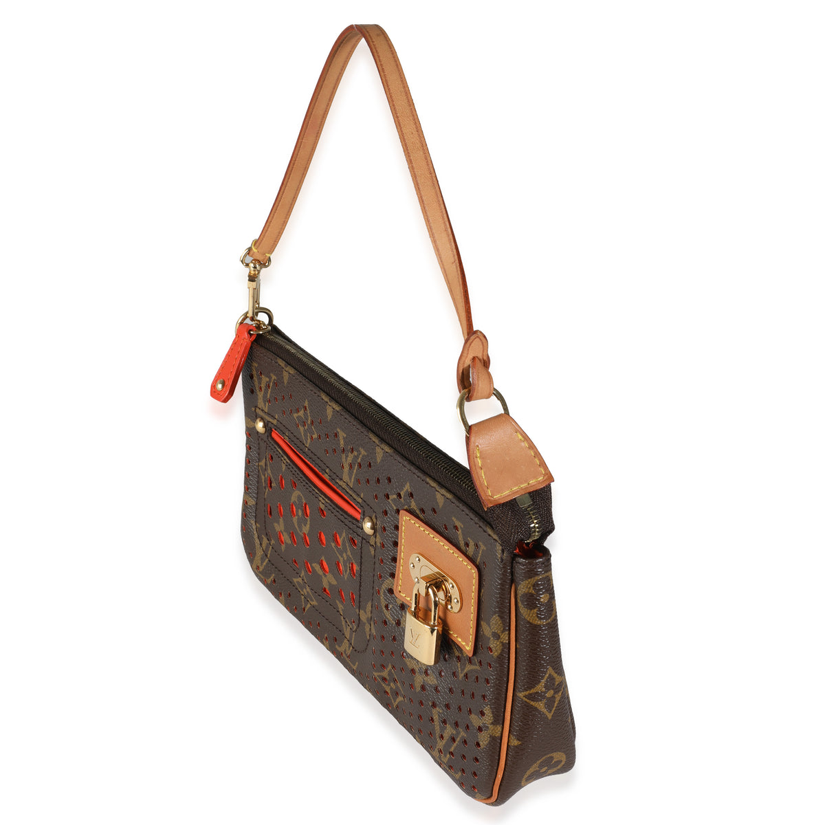 Orange Perforated Monogram Canvas Pochette Accessoires