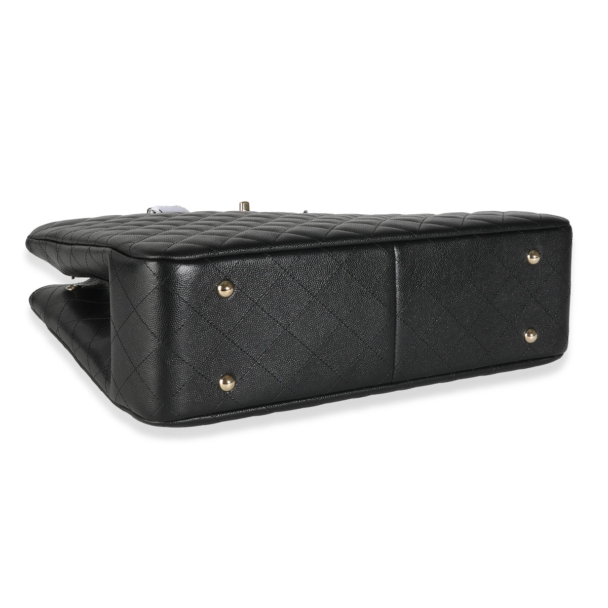 23C Black Quilted Caviar Large Shopping Tote