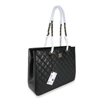 23C Black Quilted Caviar Large Shopping Tote