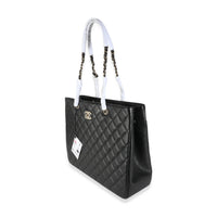 23C Black Quilted Caviar Large Shopping Tote